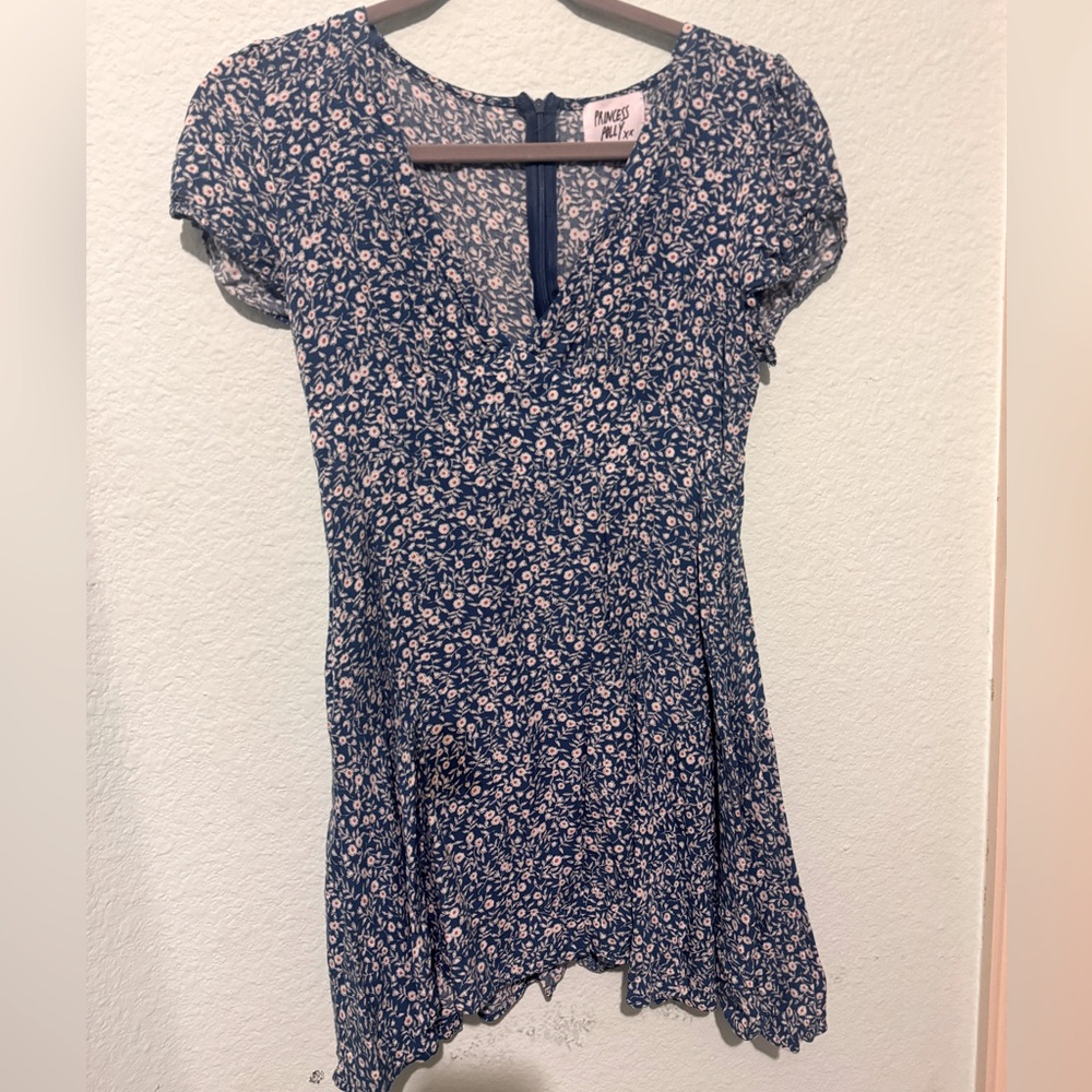 Blue floral pattern princess polly dress